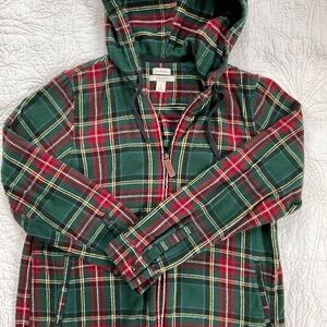 L.L. Bean Green and Red Plaid Hoodie